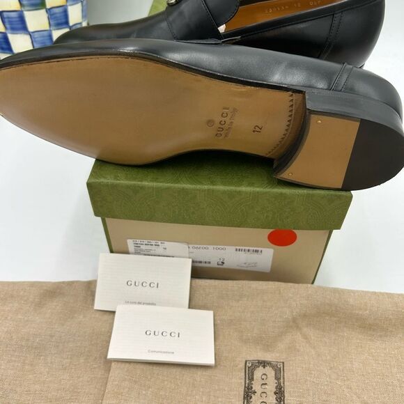 Men’s Gucci interlocking G leather loafers size 12 fits 12.5 US made in Italy - Picture 7 of 10